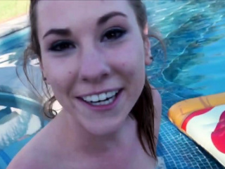 Spying Neighbor Fucks Bikini Besties Off Out Of One's Mind Transmitted To Pool